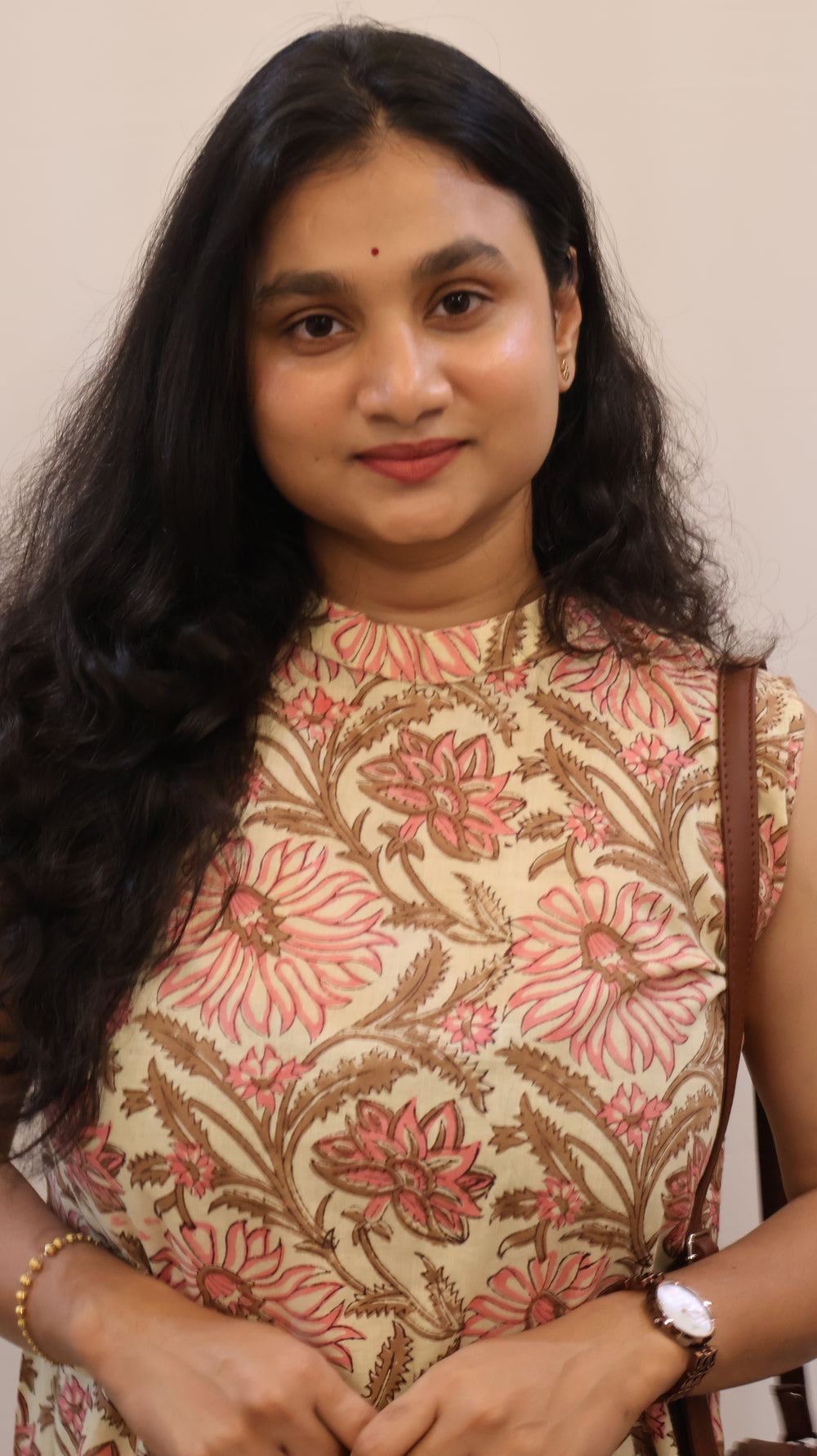 Sanganeri Floral Print Cotton A-Line Dress – Sleeveless