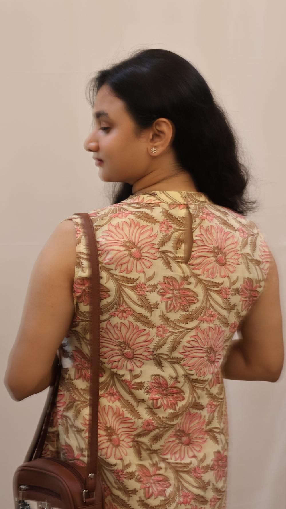 Sanganeri Floral Print Cotton A-Line Dress – Sleeveless
